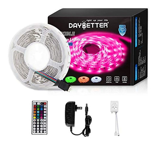 Tira De Luces Led De 16.4 ft, Flexible, Cambio De Color, Rgb