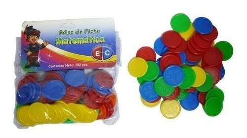 Edu-043 Ficha Matemática Colores Plástico 100 Piezas Eduplas