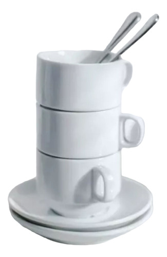 Tazas De Café 100cc + Platillos De Porcelana (12 Piezas)