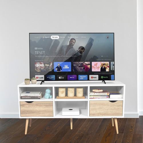 Mueble De Tv Rack Top Living Moderno Blanco Y Café