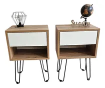 Comprar Mesas De Luz (2) Melamina Con Cajón Mesitas De Luz Moderna