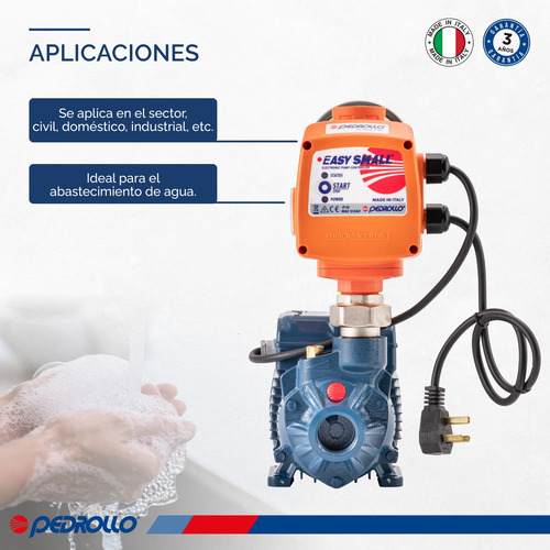 Imagen 4 de 8 de Bomba Agua Presurizadora Pedrollo Easy Pump 3 Baños 0.5 Hp