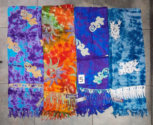 Imagen 6 de 6 de Pareo Playero Hindú Con Flecos Viscosa Batik Tie Dye Video