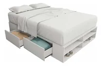 Comprar Box Sommier Table's 2 Plazas 4 Cajones 2 Zapateros Color Blanco