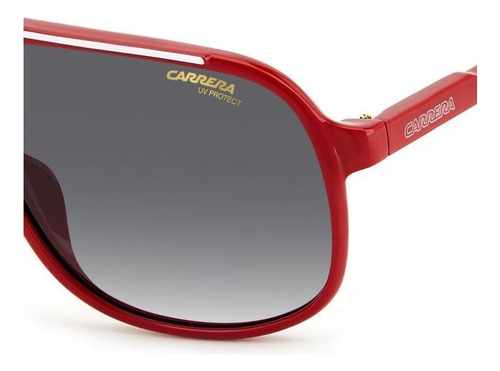 Lentes Sol Carrera 1047s Iconic Bridge Pilot Retro 62mm Suns Lente Gris Oscuro Varilla Rojo/blanco Armazón Red/white/gold C9a/9o