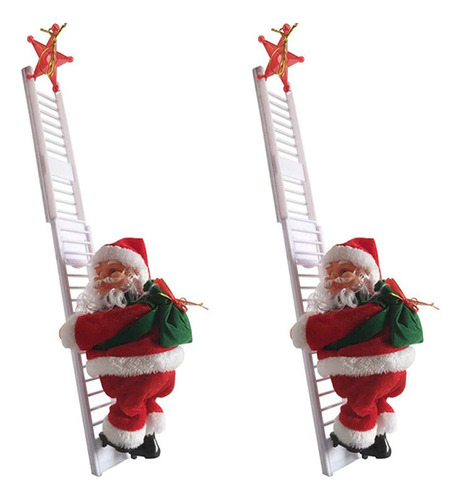 2 X Escalera De Papá Noel Trepador Animada, Juguete Eléctric