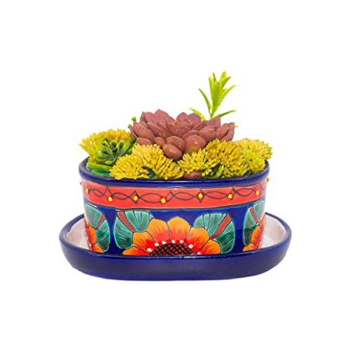 Maceta De Estilo Talavera Mexicana Plantas Suculentas D...