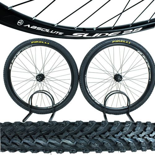 Par Rodas Aro 29 Absolute Slide 36f+ 2 Pneus Pirelli 29x2.00 Cor Preto