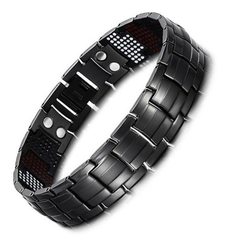 Pulsera Magnética Titanio Negra Hombre Mejor Salud Y Energía