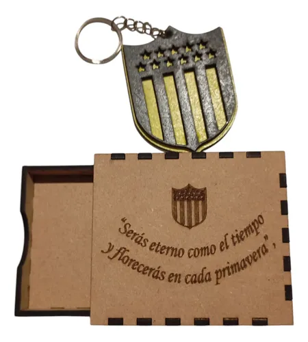 Llavero En Mdf En Capas Con Caja Diseño Fanático Del Fútbol Marrón Claro