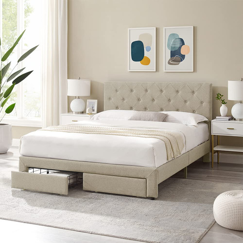 Good & Gracious Base De Cama Tamano Queen Beige, Cama De Pla