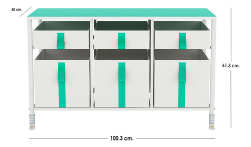 Cómoda De Acero Con 6 Cajones Para Ropa Y Juguetes Color Verde