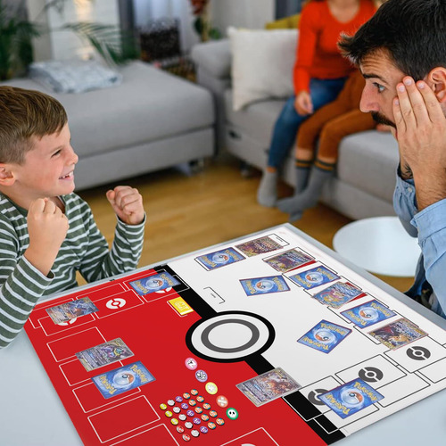 Playmat Extalas Para Pokémon Trading Card Game 2 Players Red