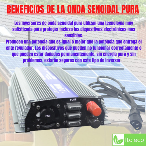 Imagen 3 de 10 de Inversor Solar Tie Grid 1000w Ahorro Reducción Consumo 220v