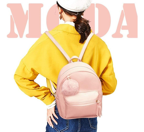 A Mini Mochila Para Mujer Bolso De Viaje Pu Cuero Casual