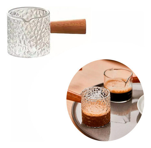 Taza De Leche 100ml Vidrio Jarrita Café Mango Madera Mt09050