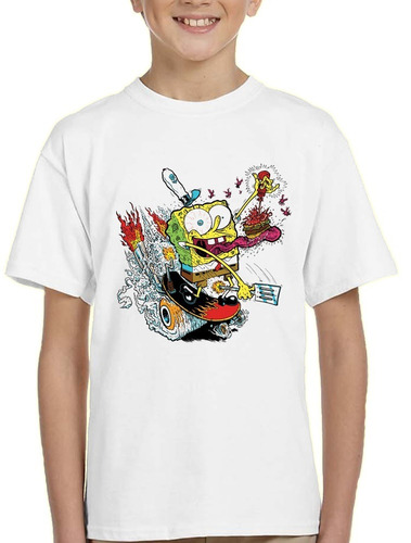 Camiseta Hombre  Bob Esponja Zombie  T-shirt Estampada 