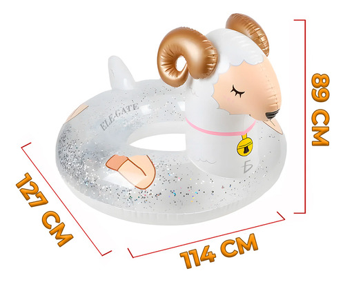 Inflable Dona Acuática Forma Oveja Cuerno Dorado Pool Party Color Blanco
