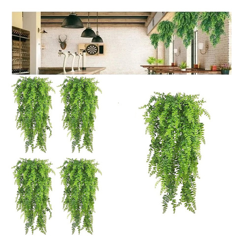 Plantas Artificiales Decorativa Boston Ferns Colgantes X5