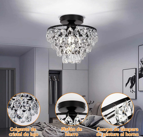 Lámpara Candelabro Techo Colgante Cristal E26 E27 Hermosa