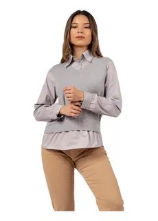 Chompa Camisero 2 En 1 Color Gris