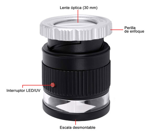 10x Escala Lupa Lupa W / Led Y Uv Para Joyería Gemas Etc.