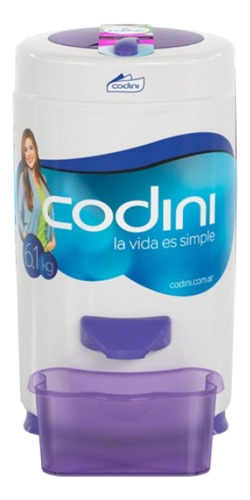 Imagen 2 de 2 de Secarropas centrífugo Codini Innova 61 eléctrico 6.1kg blanco/lila 220V