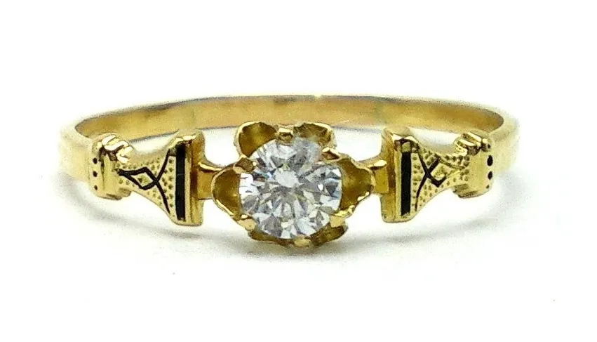 Anillo De Oro 18 Kt Y Zafiro Blanco Solitario