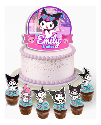 Kit Imprimible Kuromi Toppers Torta Y Cupcackes