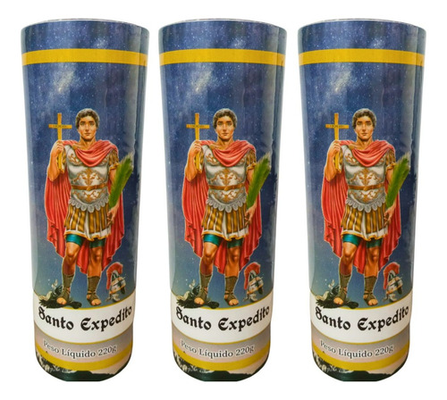 Kit C/3 Velas Votiva 7 Dias Santo Expedito Em Pvc