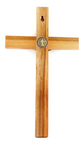 Crucifixo Com Medalha De São Bento Para Parede - 35cm