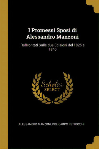 I Promessi Sposi Di Alessandro Manzoni: Raffrontati Sulle Due Edizioni Del 1825 E 1840, De Manzoni, Policarpo Petrocchi Alessandro. Editorial Wentworth Pr, Tapa Blanda En Inglés