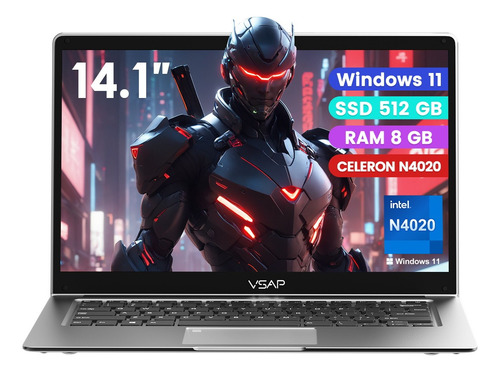 Laptop Intel Celeron N4020 8gb Ram 512gb Ssd Notebook Win 11 Color Plateado