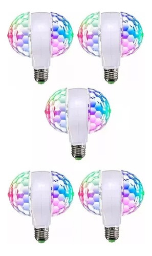 Pack 5pz Foco Led Giratorio Doble Rgb Colores Disco Fiestas