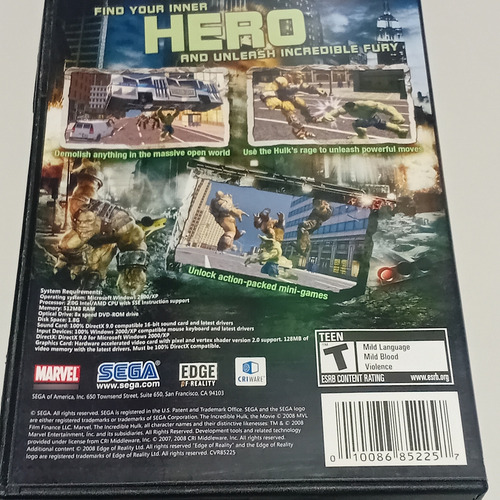 The Increíble Hulk Pc Original X6