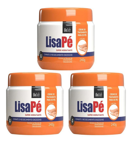 Creme Para Os Pés Bio Soft Lisa Pé 240g - Kit Com 3un