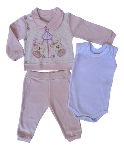 Kit Conjunto Completo Pagão Recém Nascido Body Balanço Urso