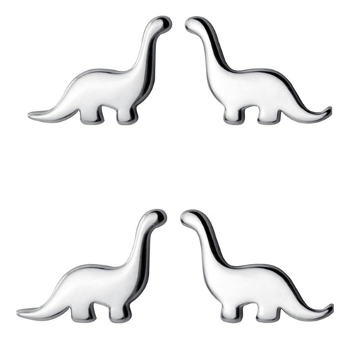 2 Pares De Aretes De Plata Con Diseño De Dinosaurio Pequeño 