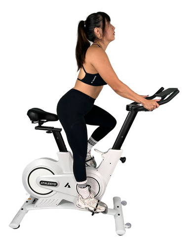 Athleevo Bicicleta Fija Estatica Spinning Magnetica 8 Kg Fit Color Blanco