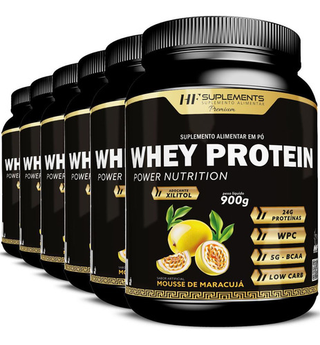 6x Whey Protein Power Nutrition Mousse De Maracuja 900g