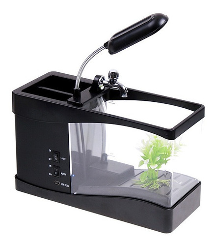 Imagen 6 de 9 de Mini Tanque De Peces De Escritorio Acuario Negro Tanque De P