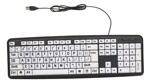 Teclado Usb Con Teclas Grandes Blancas.letras Negras Para