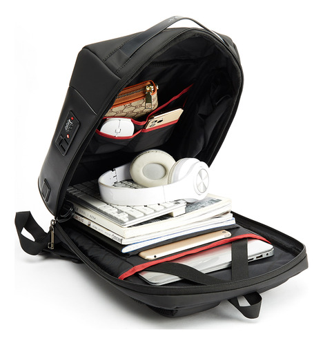 Mochila Con Candado Negra Premium Para Laptop Hombre Negra