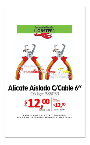 Alicate Aislado C/cable 6 Lobster Cod:385039