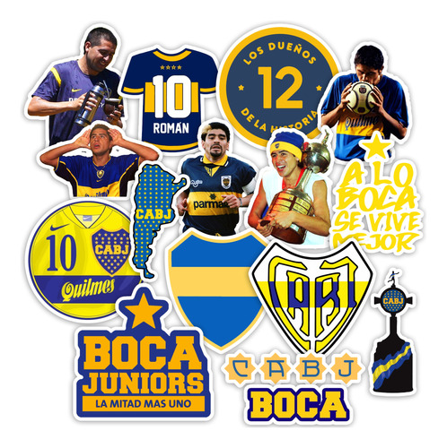 Stickers Boca Juniors Riquelme 20 Unidades Pvc Plastificados