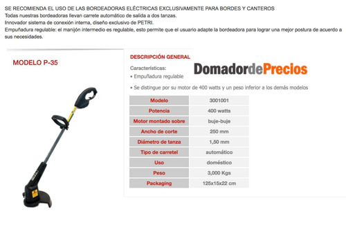 Imagen 3 de 7 de Combo Cortadora De Cesped Petri 2 Hp Regulador + Bordeadora