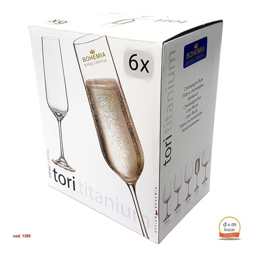 Imagen 2 de 3 de Copas De Cristal Bohemia Tori Titanium 600ml X6