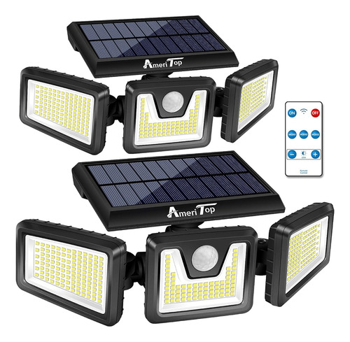 Ameritop Solar Lights Outdoor, 300 Led 2200mah 7000k Cordles