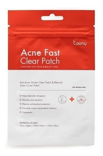 Imagen 1 de 1 de Coony Acne Fast Clear Patch 24 Parches