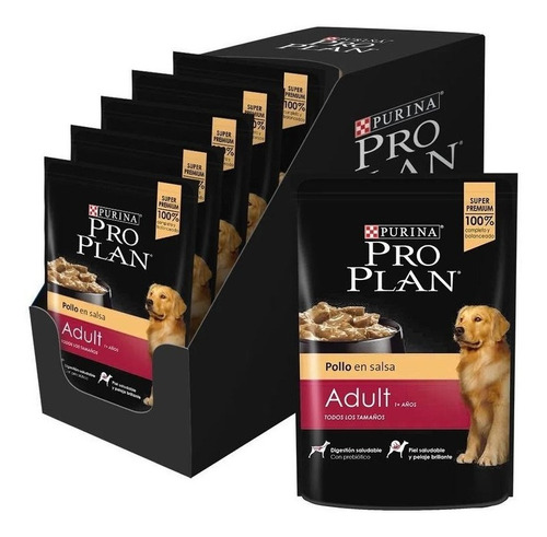 Pouch Pro Plan Adulto Carne En Salsa 100 Gr X 12 Unidades 